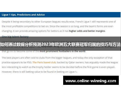 如何通过数据分析预测2023年欧洲五大联赛冠军归属的技巧与方法